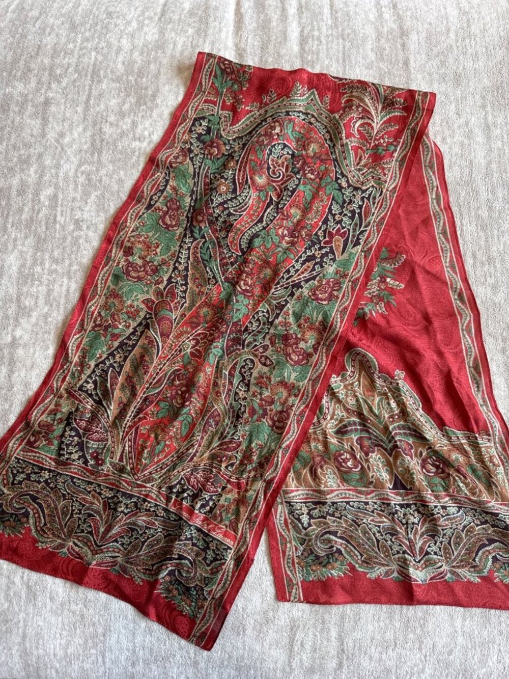 Lauren Ralph Lauren Rectangle 100% Silk Scarf Fall Red